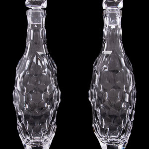 Two Steuben Turtleback Glass Decanters Height 34a0bf