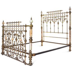 A Victorian Brass and Onyx Bed