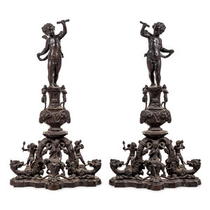 A Pair of Baroque Style Bronze