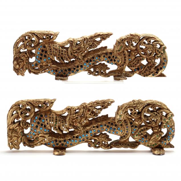 A PAIR OF THAI CARVED GILT WOODEN