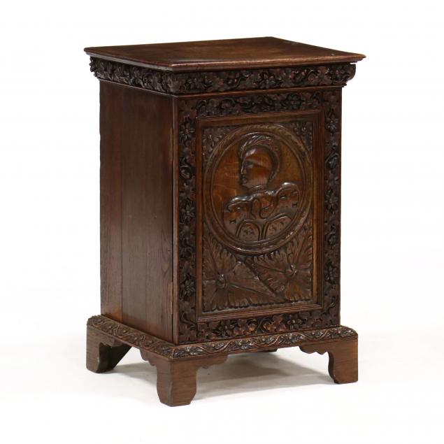 CONTINENTAL CARVED OAK SPICE CABINET 34a121