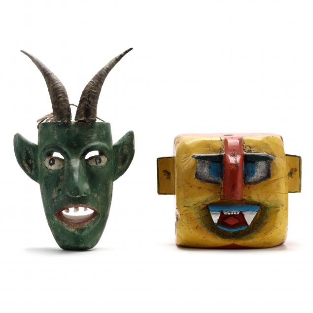 TWO PAINTED CEREMONIAL MASKS The