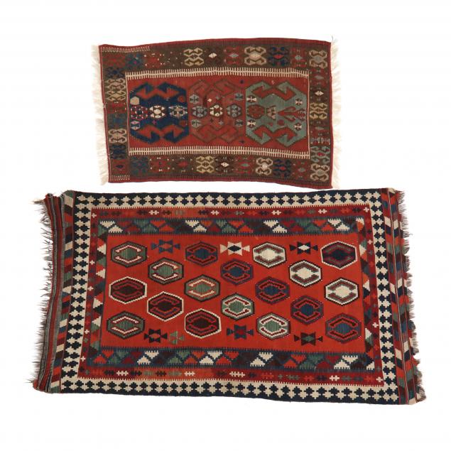 TWO KILIM AREA RUGS The first with 34a140
