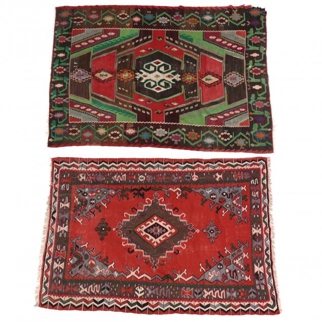 TWO KILIM RUGS The first bright 34a141