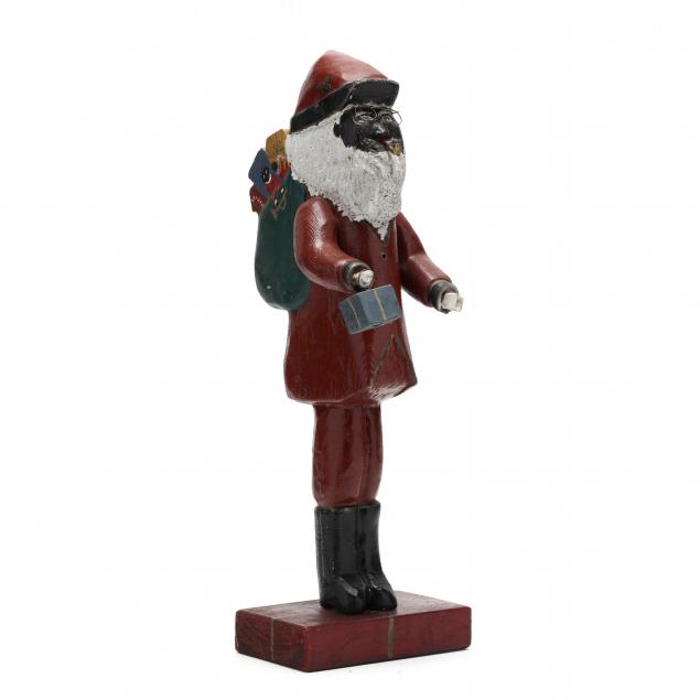 FOLK ART SANTA, SIGNED Carved and painted