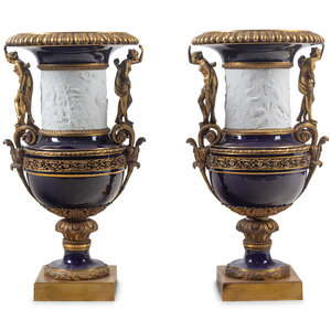 A Pair of French Gilt Bronze Mounted