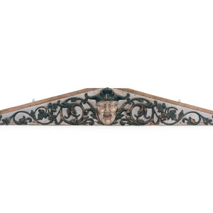 A Carved and Painted Pine Pediment 34a251