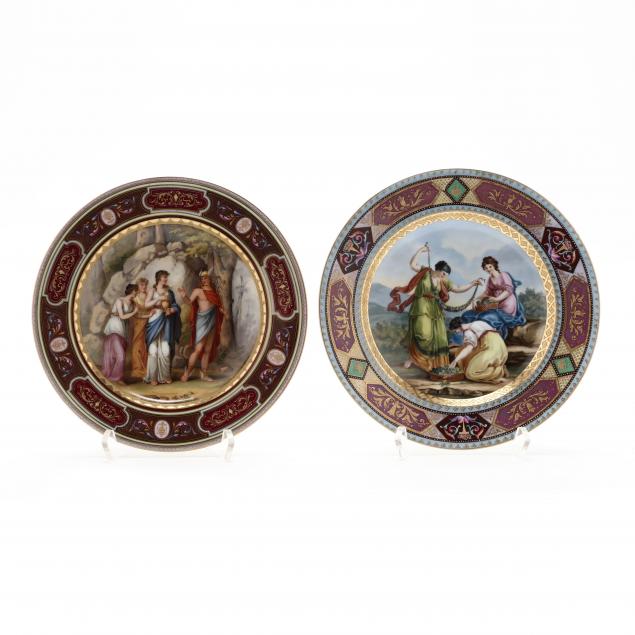 TWO VIENNA PORCELAIN SOUP DISPLAY