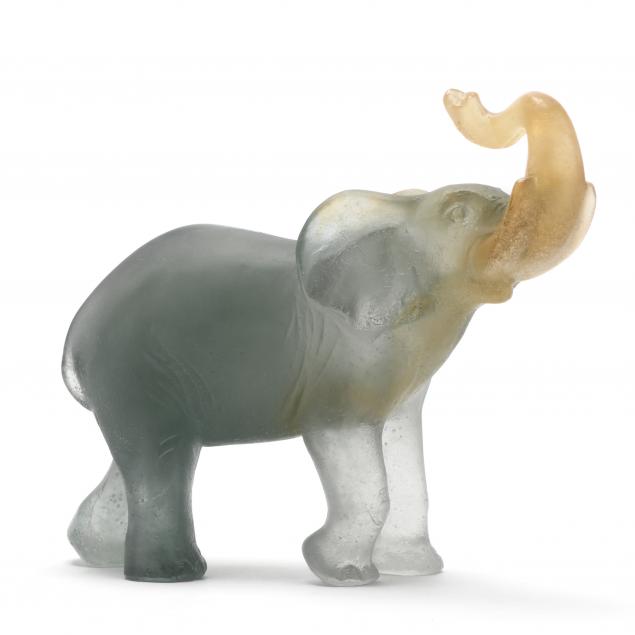 DAUM, PATE DE VERRE GLASS ELEPHANT