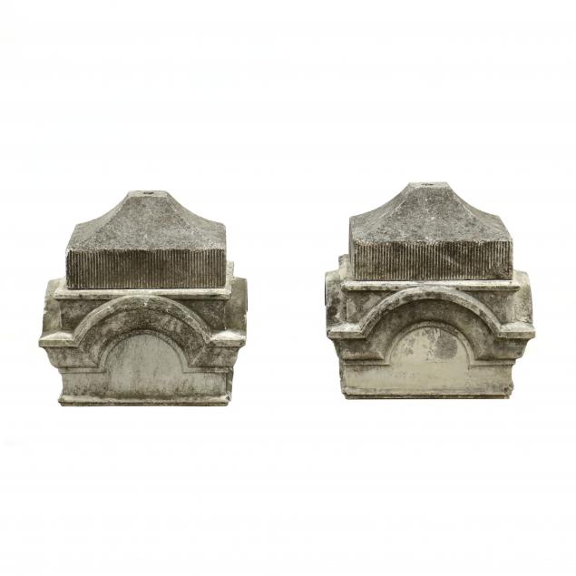 PAIR OF VINTAGE CAST STONE ARCHITECTURAL 34a319