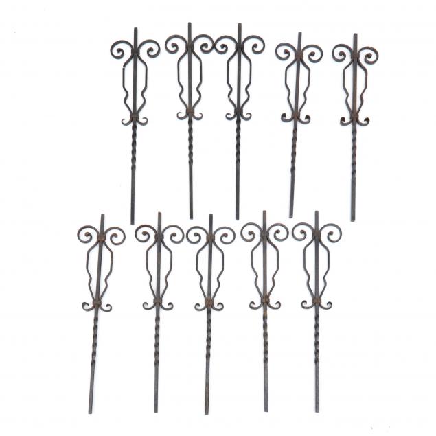 SET OF TEN IRON ARCHITECTURAL BALUSTERS 34a33a