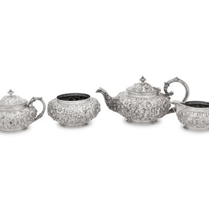 An American Silver Repoussé Four-Piece