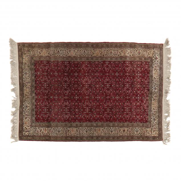 WOOL AREA RUG Red field with floral 34a442