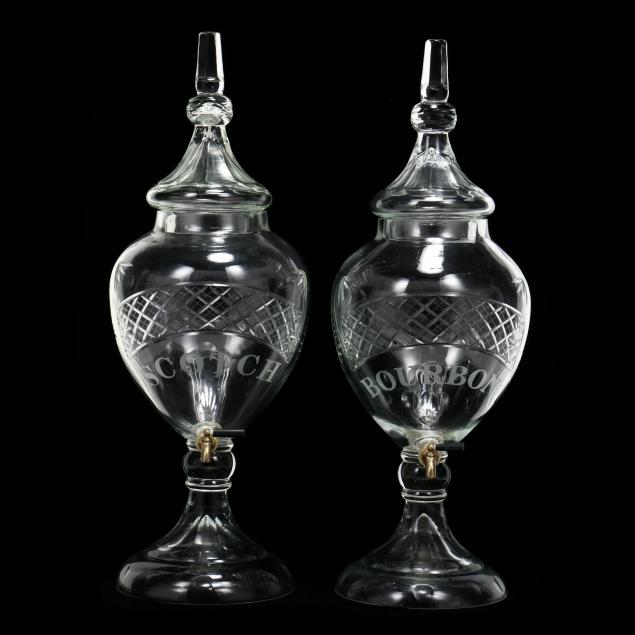 PAIR OF LARGE CUT GLASS LIQUOR 34a467