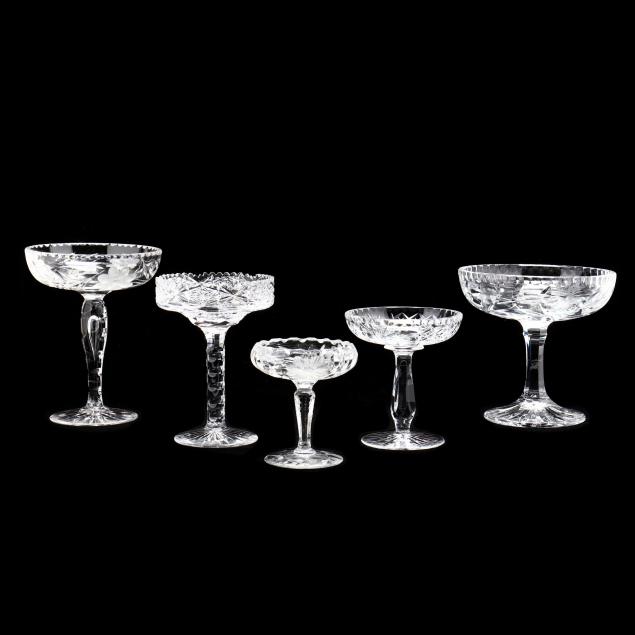 FIVE CUT CRYSTAL COMPOTES 20th 34a478