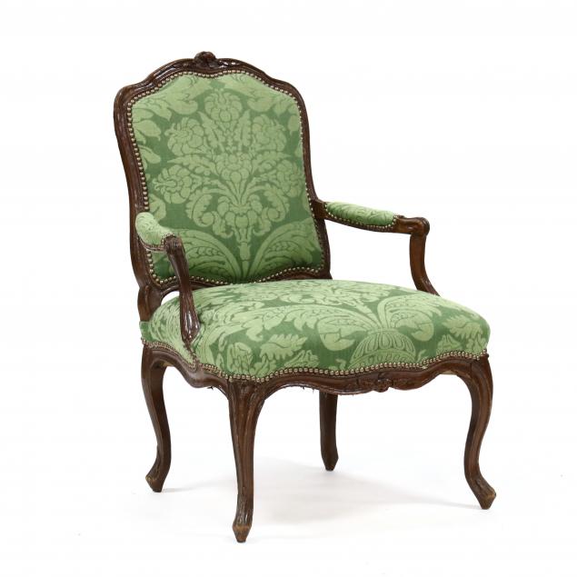 LOUIS XV CARVED FRUIT WOOD FAUTEUIL  347db0
