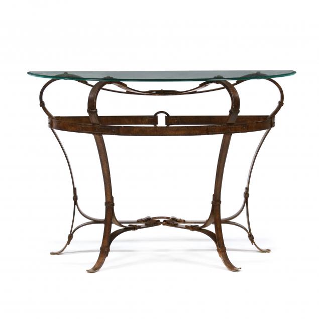 EQUESTRIAN IRON AND GLASS CONSOLE 347dcd