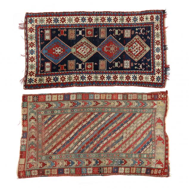 TWO CAUCASIAN AREA RUGS The first