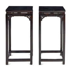 A Pair of Chinese Hardwood Pedestal