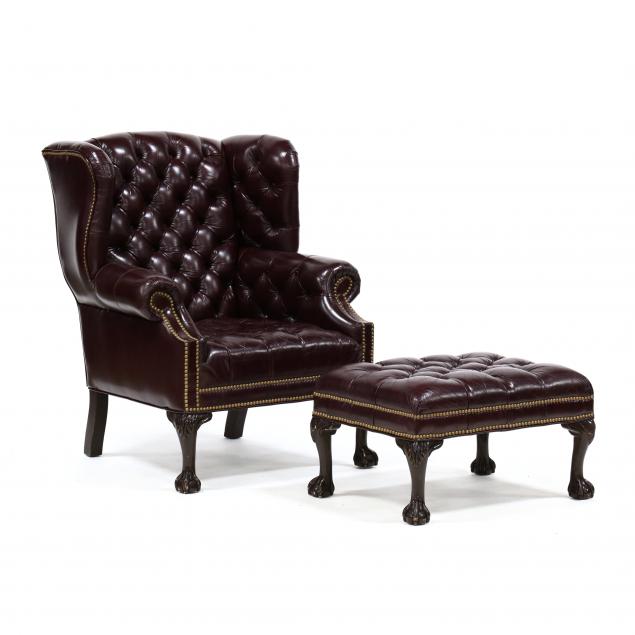 CHIPPENDALE STYLE LEATHER UPHOLSTERED 347e6b