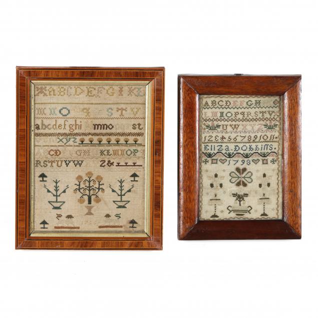 TWO SMALL 18TH CENTURY NEEDLEWORK 347e9c