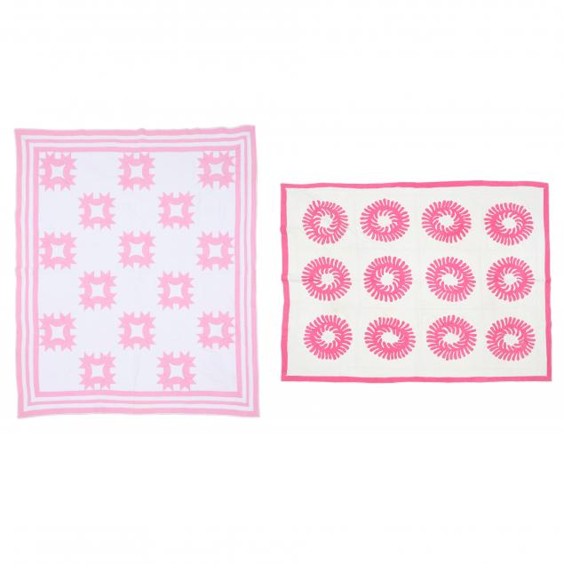 TWO PINK AND WHITE QUILTS The first
