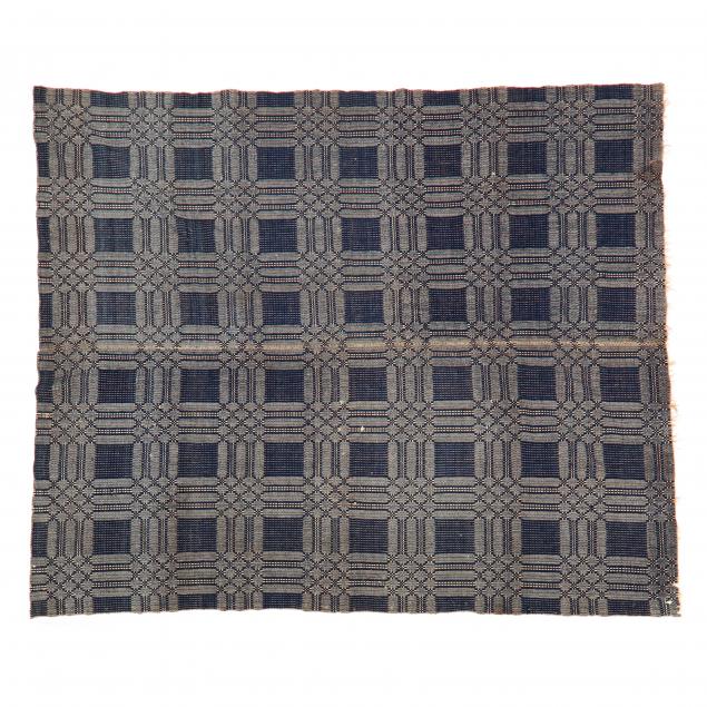 VINTAGE OVERSHOT COVERLET Blue 347f8b