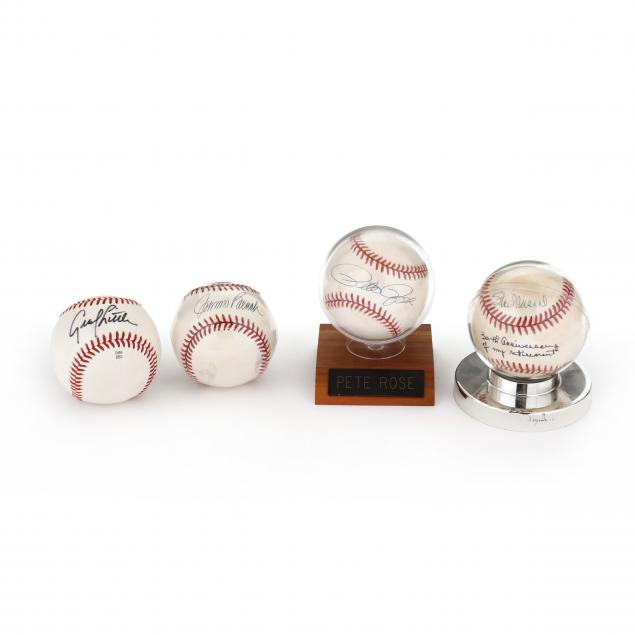 FOUR SIGNED BASEBALLS Un-authenticated,