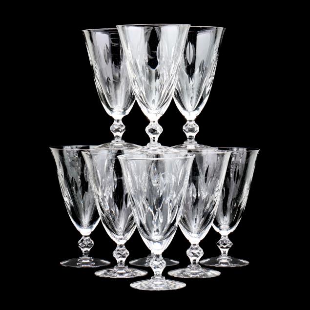 NINE CUT GLASS GOBLETS Circa 1950  348002