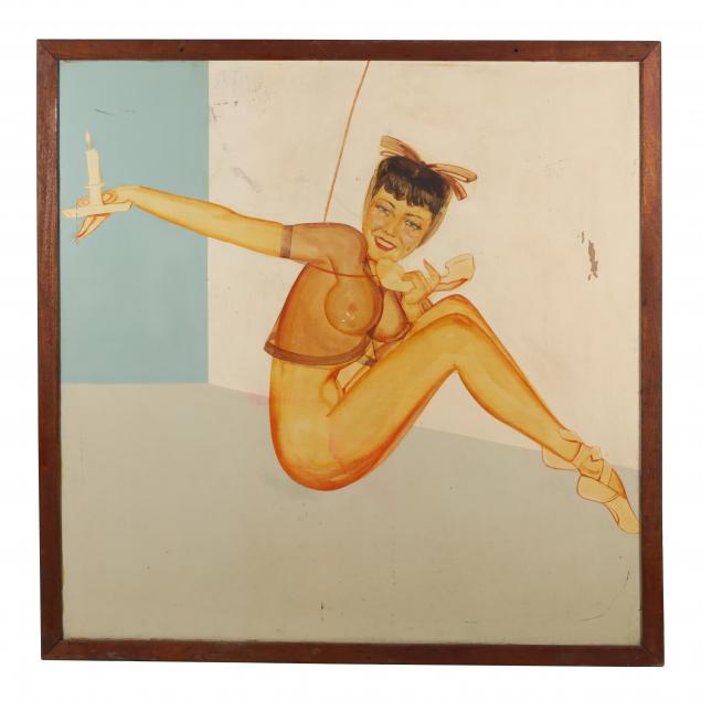 LARGE VINTAGE PAINTED PIN UP GIRL 348039