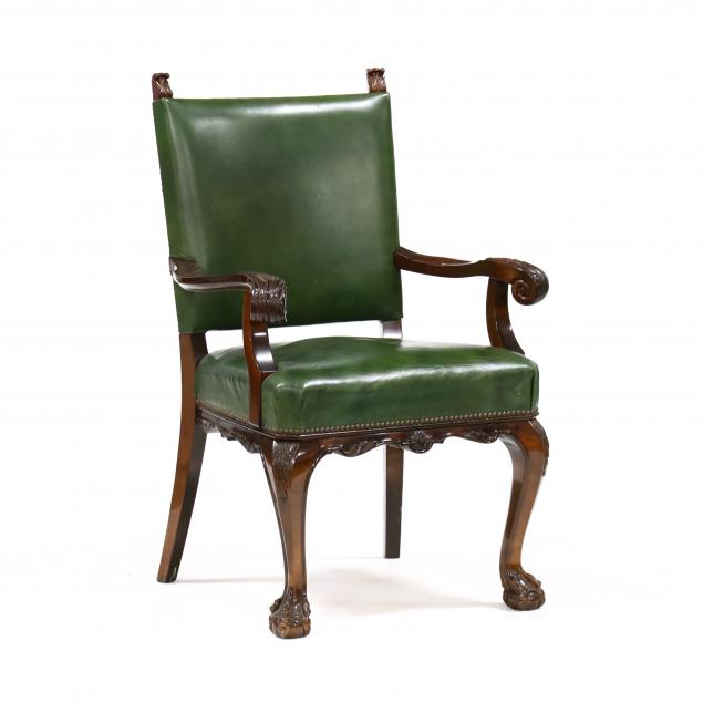 CHIPPENDALE STYLE LEATHER UPHOLSTERED 348055