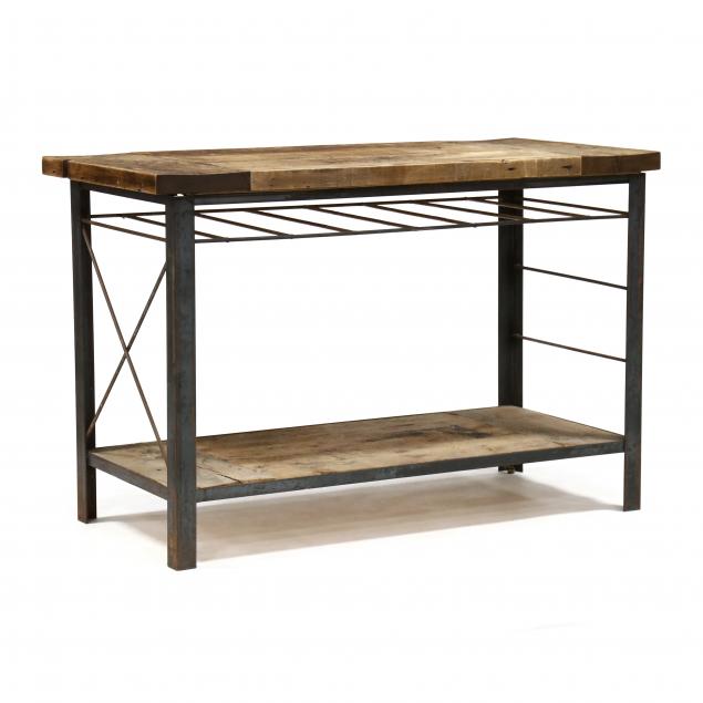 RECLAIMED WOOD AND IRON COUNTER HEIGHT 348052