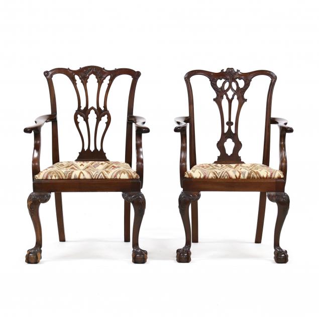 TWO ANTIQUE CHIPPENDALE STYLE CARVED 348065