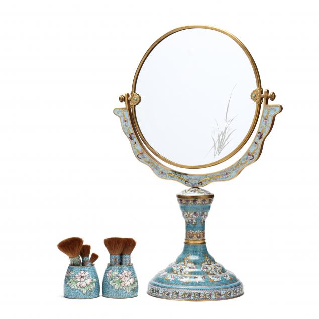 A CHINESE CLOISONNE STYLE STANDING