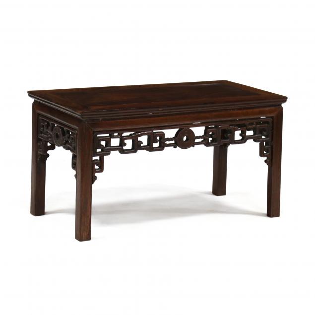 CHINESE CARVED HARDWOOD LOW TABLE