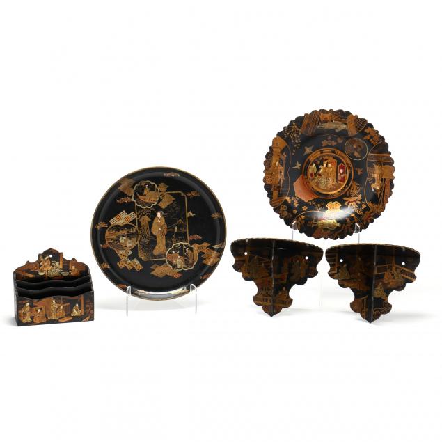 A GROUP OF JAPONISME LACQUER TABLETOP