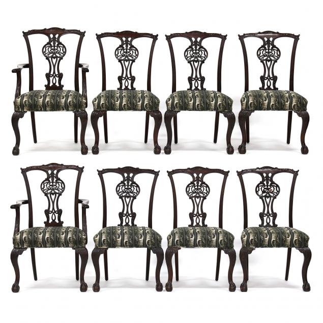 EIGHT CHIPPENDALE STYLE CARVED 348121