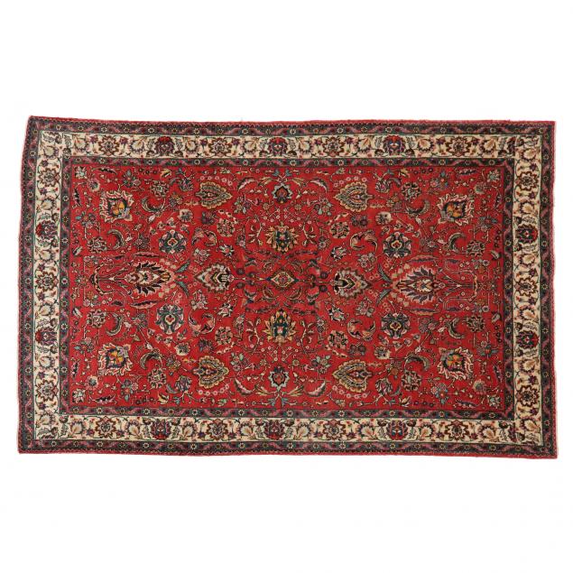 HANDWOVEN RUG Red field with large 348148