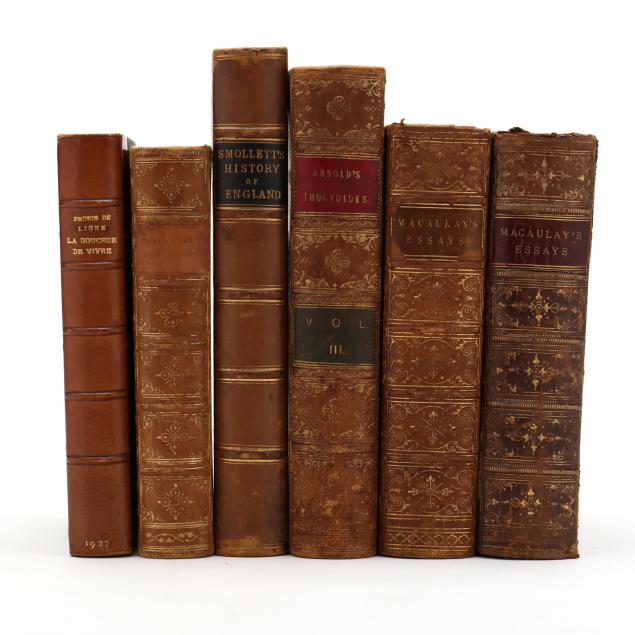 FIVE 19TH CENTURY LEATHERBOUND BOOKS