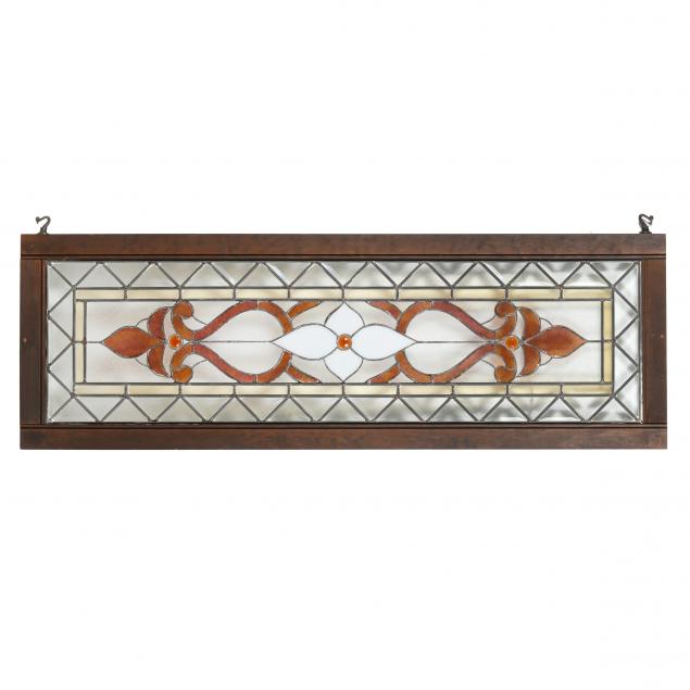 FRAMED STAINED GLASS WINDOW 20th 34818d