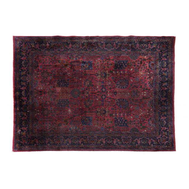 SAROUK RUG Merlot field with various