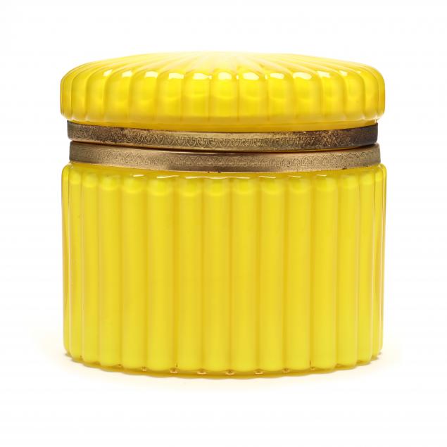 FRENCH YELLOW CASED GLASS CASKET