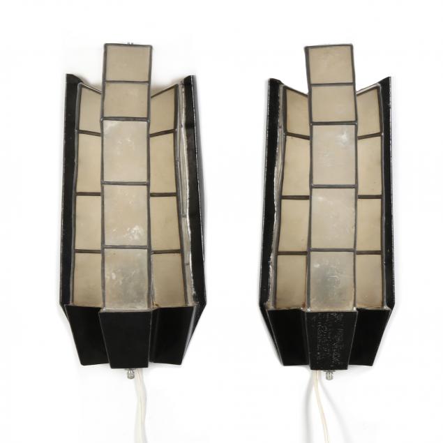 PAIR OF ART DECO CAPIZ SHELL SCONCES