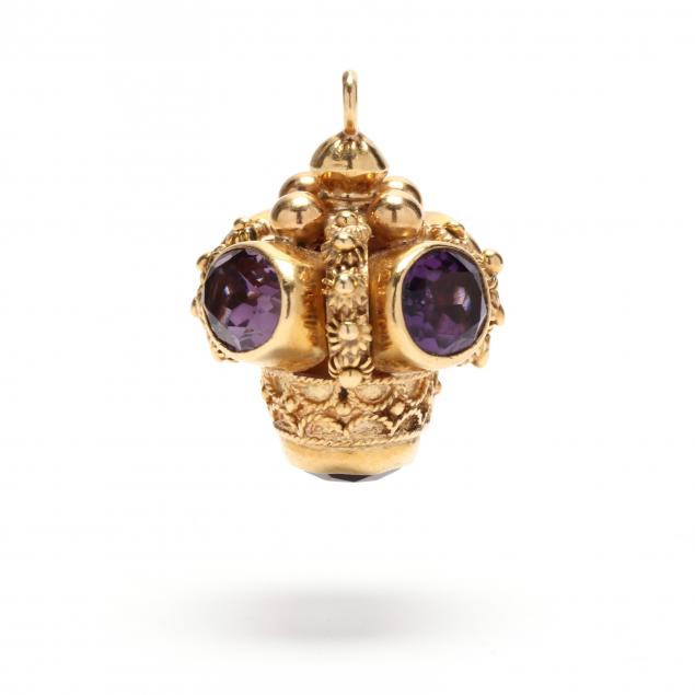 GOLD AND AMETHYST CHARM Designed 34826b