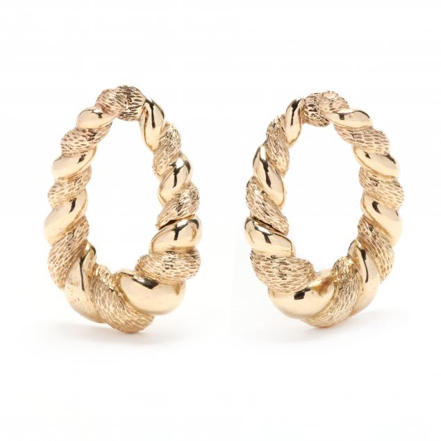 GOLD ROPE TWIST HOOP EARRINGS The