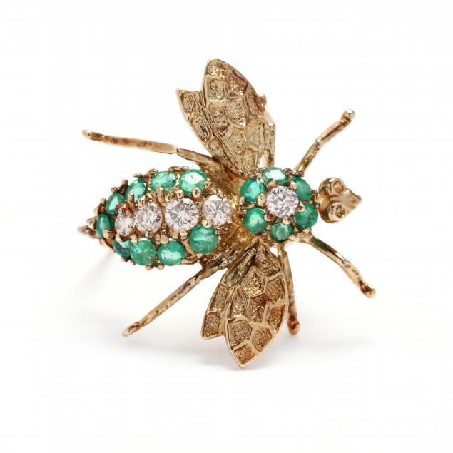 GOLD AND GEM-SET BEE BROOCH The