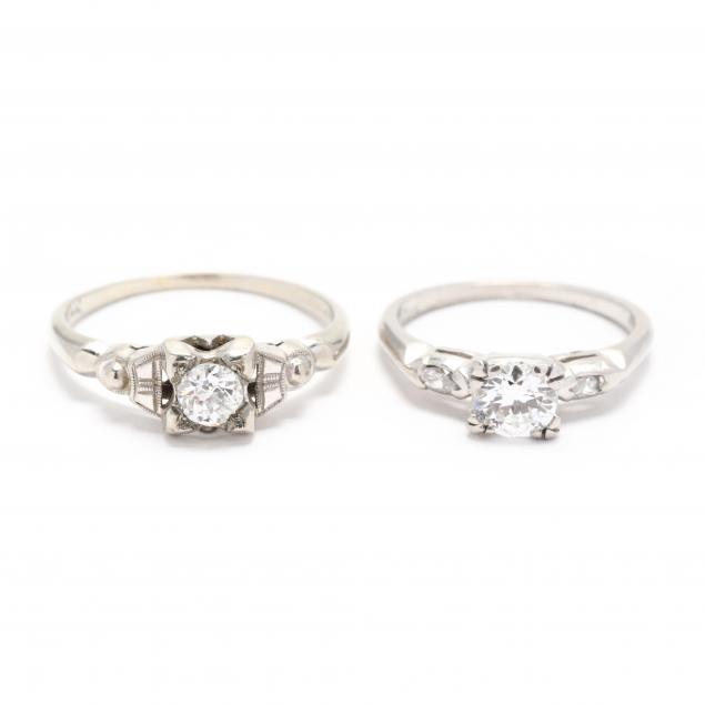 TWO VINTAGE DIAMOND RINGS The first 348291