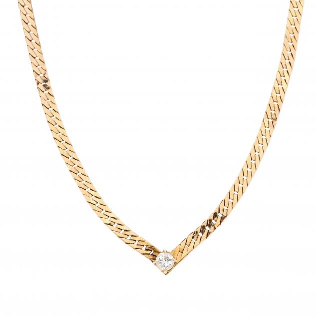 GOLD AND DIAMOND NECKLACE The herringbone 3482a6