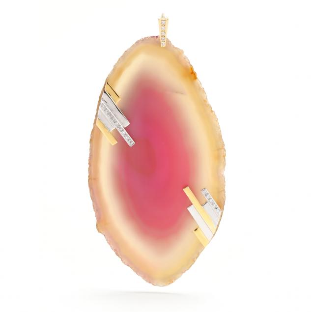 GEM-SET AGATE SLICE PENDANT The