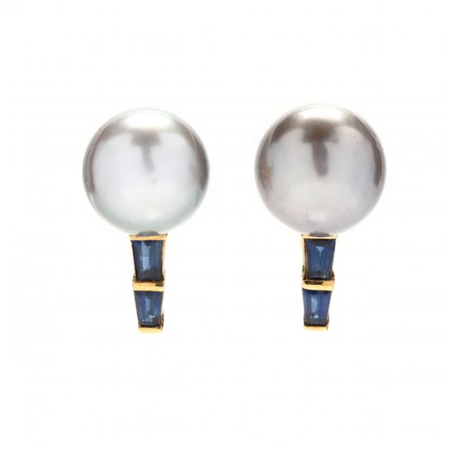 GOLD TAHITIAN PEARL AND SAPPHIRE 3482bd